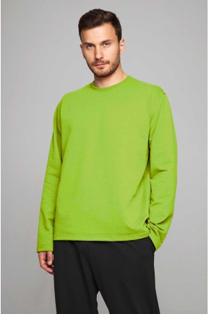 Мужской лонгслив классический premium лайм (салатовый)