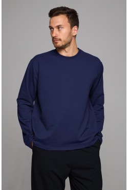 Мужской лонгслив классический premium темно-синий