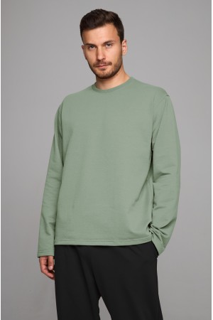 Мужской лонгслив классический premium цвет шалфей (светло-зеленый)