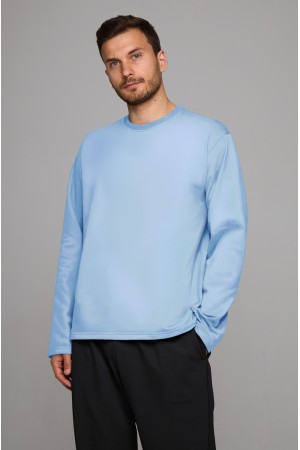 Мужской лонгслив классический premium голубой