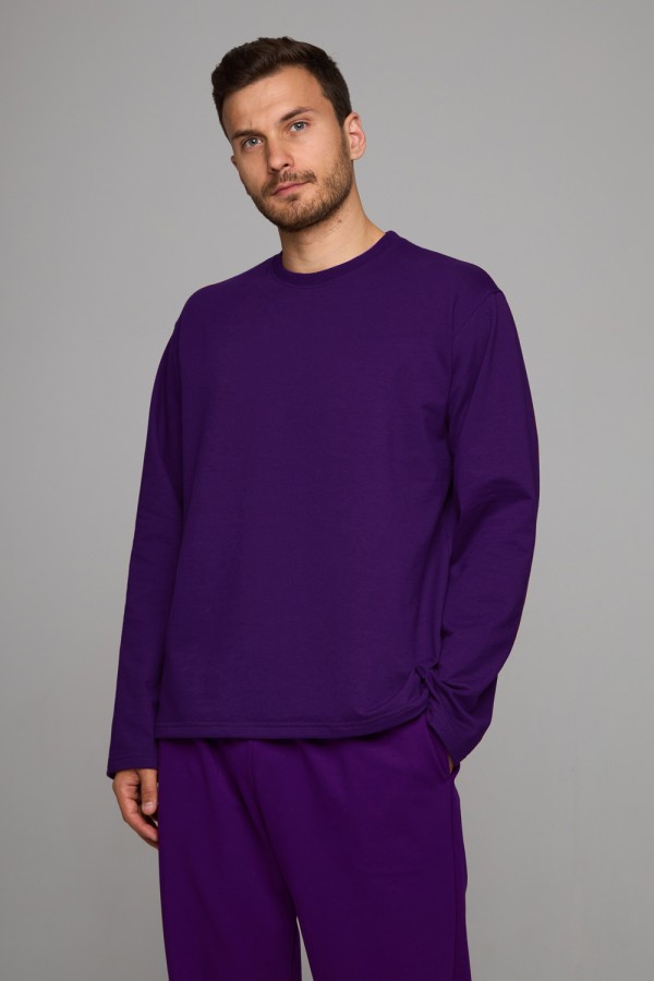  Violet Longsleeve Man XS-44-Unisex-(Мужской)    Лонгслив мужской фиолетовый классический трикотажный 