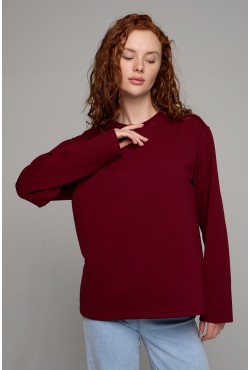 Женский лонгслив классический premium бордовый