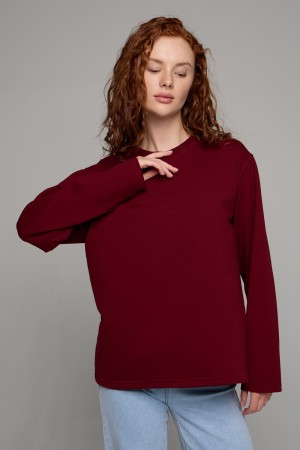 Женский лонгслив классический premium бордовый