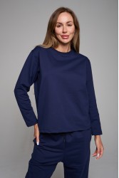 Женский лонгслив классический premium темно-синий