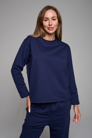 Женский лонгслив классический premium темно-синий