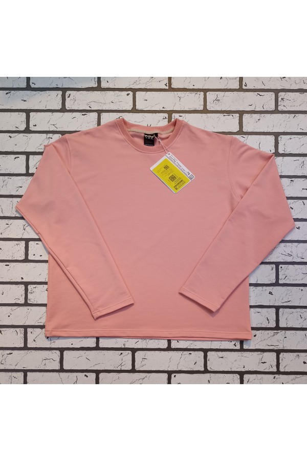 Женский лонгслив классический premium цвет персиковый розовый   Магазин Толстовок Женские лонгсливы классический крой