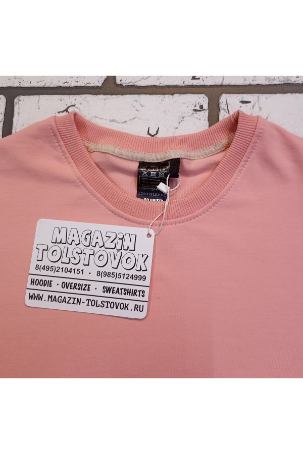 Женский лонгслив классический premium цвет персиковый розовый   Магазин Толстовок Женские лонгсливы классический крой
