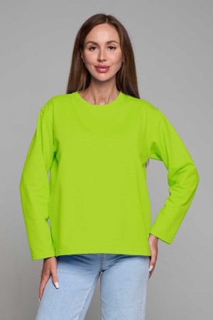 Женский лонгслив классический premium лайм (салатовый)