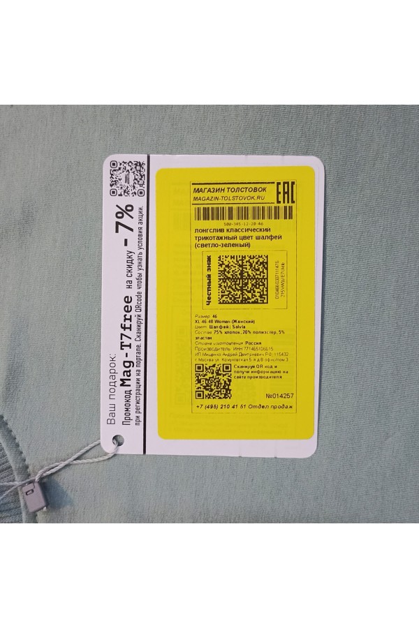 Женский лонгслив классический premium цвет шалфей (светло-зеленый)   Магазин Толстовок Женские лонгсливы классический крой