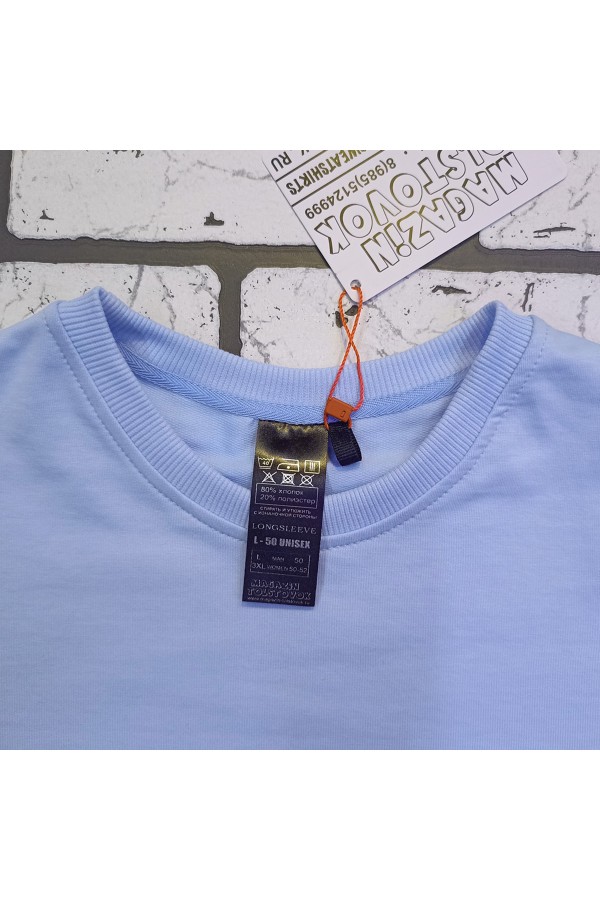 Женский лонгслив классический premium небесно-голубой   Магазин Толстовок Женские лонгсливы классический крой