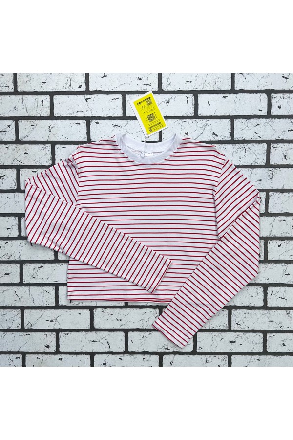 Лонгслив в полоску белый трикотажный женский укороченный   Магазин Толстовок Укороченные лонгсливы Cropp