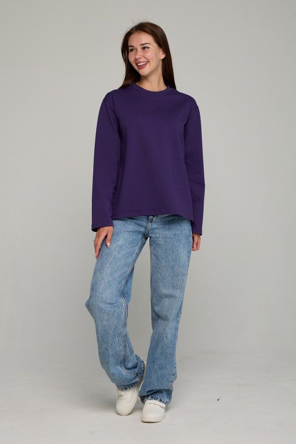 Женский лонгслив классический premium фиолетовый   Магазин Толстовок Женские лонгсливы классический крой