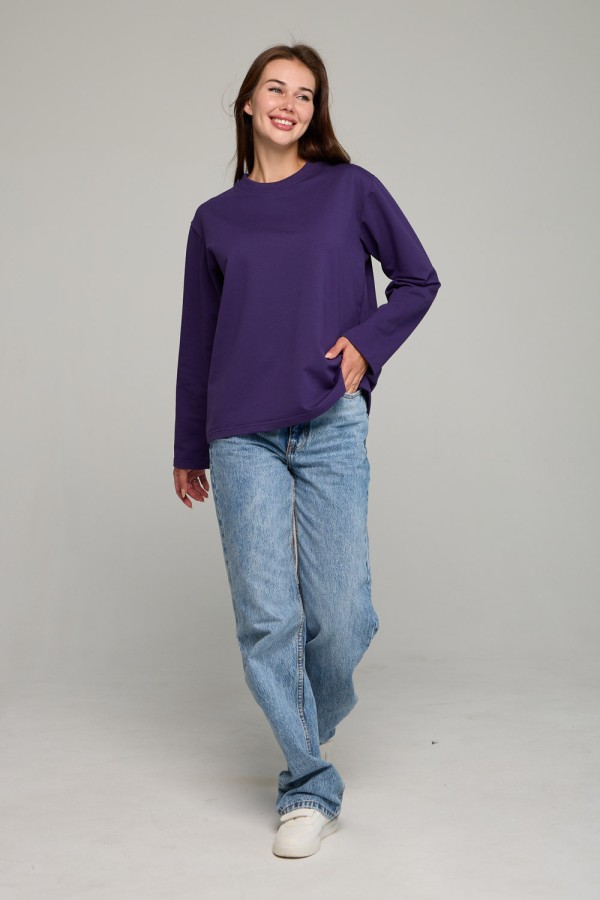 Женский лонгслив классический premium фиолетовый   Магазин Толстовок Женские лонгсливы классический крой