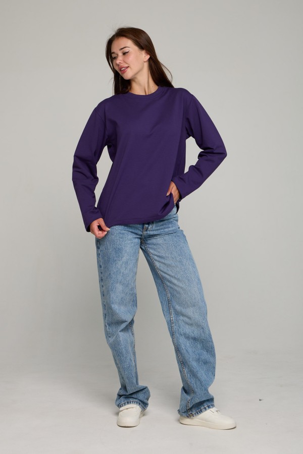 Женский лонгслив классический premium фиолетовый   Магазин Толстовок Женские лонгсливы классический крой