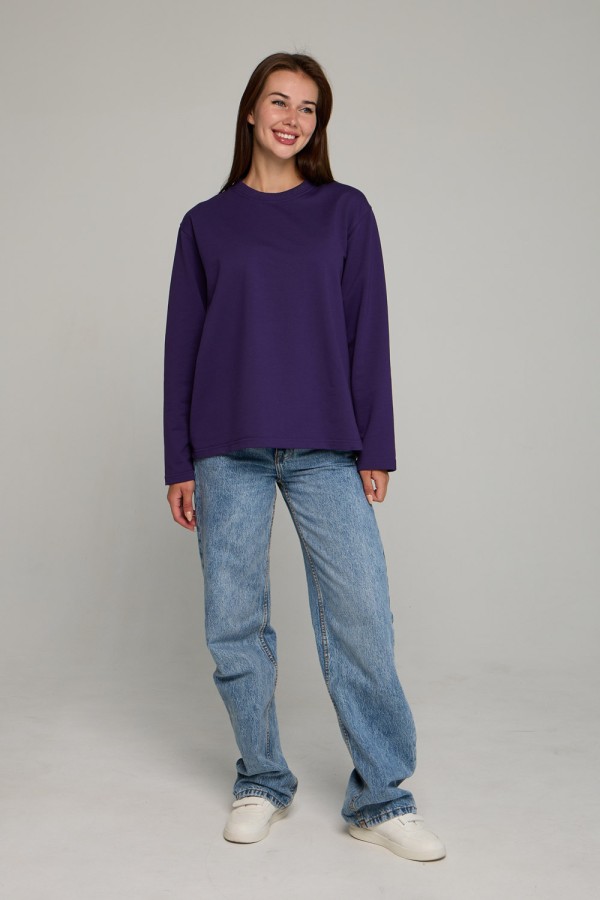 Женский лонгслив классический premium фиолетовый   Магазин Толстовок Женские лонгсливы классический крой