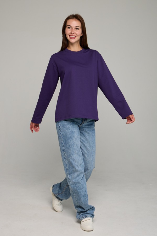 Женский лонгслив классический premium фиолетовый   Магазин Толстовок Женские лонгсливы классический крой