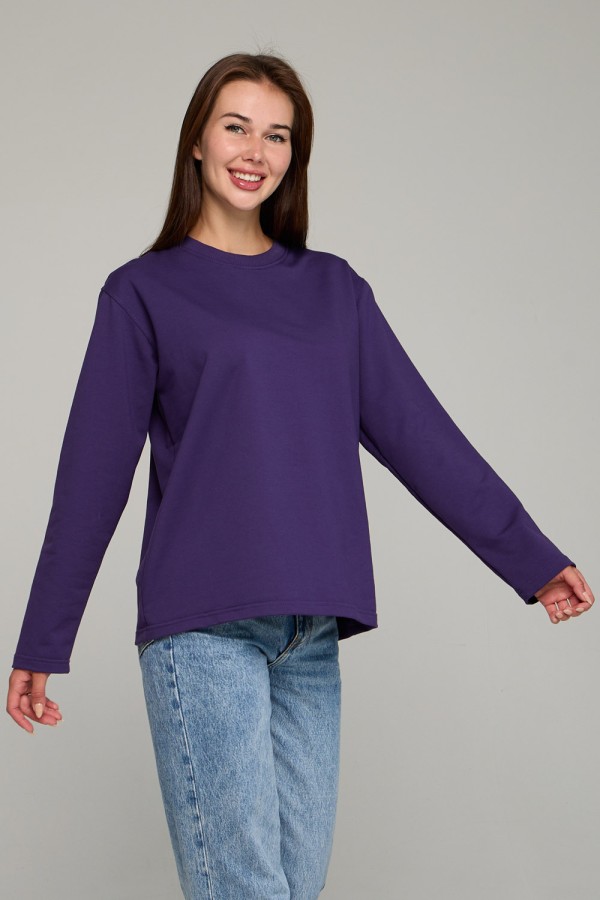 Женский лонгслив классический premium фиолетовый   Магазин Толстовок Женские лонгсливы классический крой