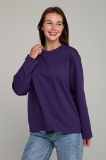  Violet Longsleeve Woman summer jersey L-44-46-Woman-(Женский)    Женский лонгслив классический premium фиолетовый 