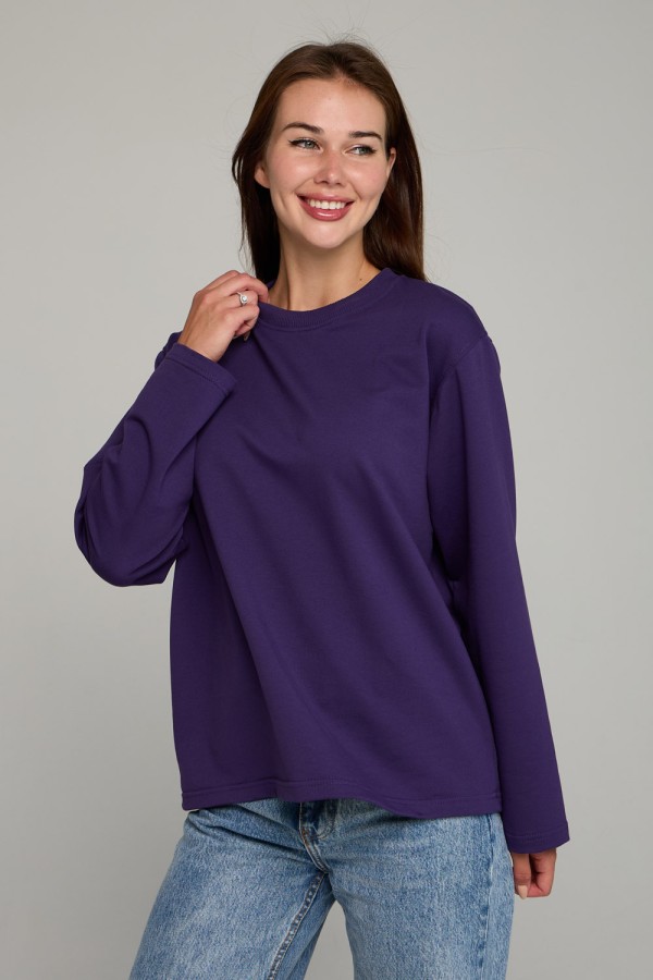  Violet Longsleeve Woman summer jersey L-44-46-Woman-(Женский)    Женский лонгслив классический premium фиолетовый 