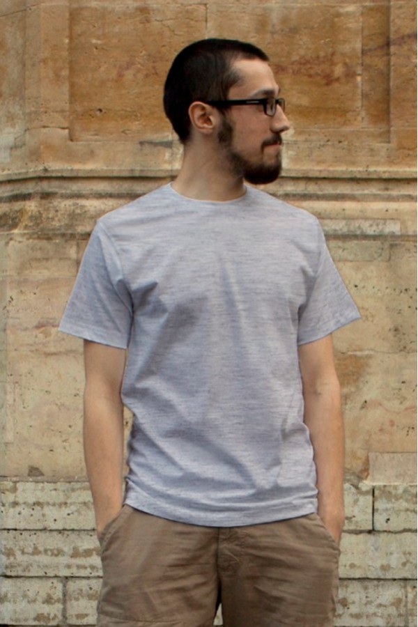  мужская футболка серый меланж M-48-Unisex-(Мужской)    Мужская футболка серый меланж 