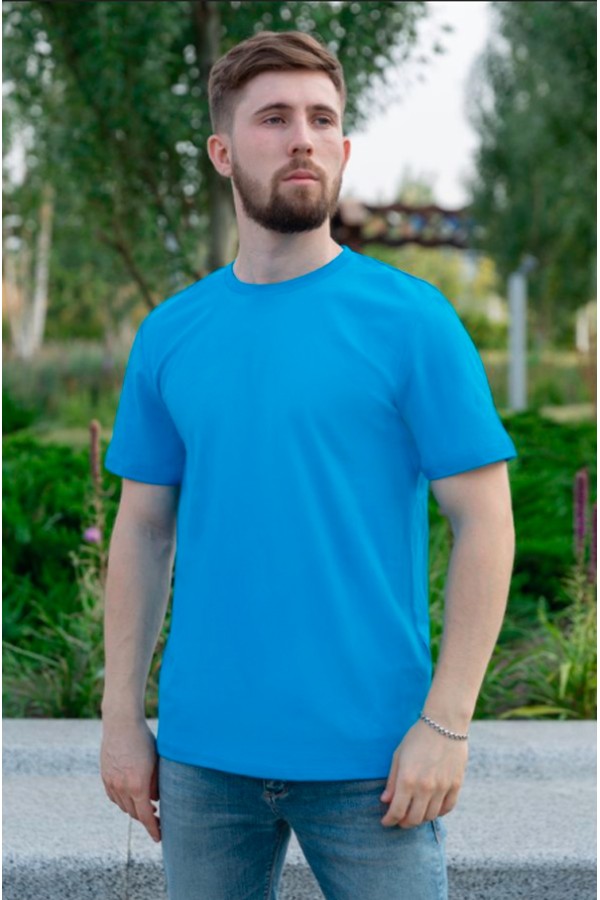  мужская футболка голубая XS-44-Unisex-(Мужской)    Мужская голубая футболка 