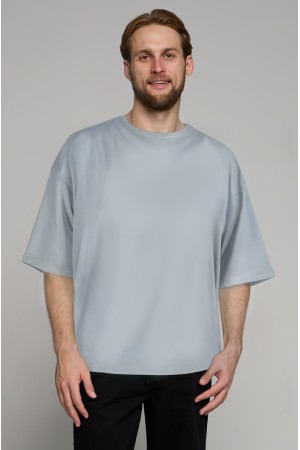 Футболка оверсайз цвет бетон (светло-серый) мужская из кулирки supreme