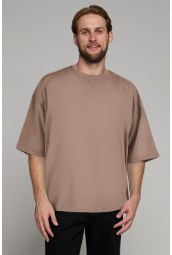 Футболка оверсайз цвет какао мужская из кулирки supreme
