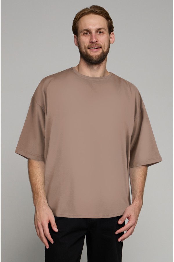 Футболка оверсайз цвет какао мужская из кулирки supreme tshirt oversize cocoa man supreme S-46-Unisex-(Мужской) Футболка оверсайз цвет какао мужская из кулирки supreme