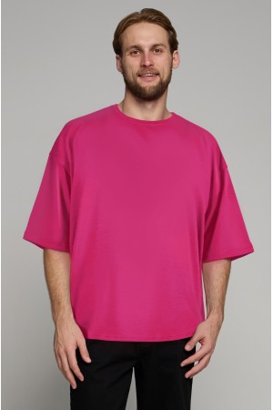 Футболка оверсайз цвет фуксия мужская из кулирки supreme