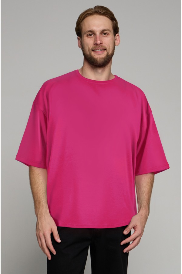  tshirt oversize fuchsia man supreme XS-44-Unisex-(Мужской)    Футболка оверсайз цвет фуксия мужская из кулирки supreme 