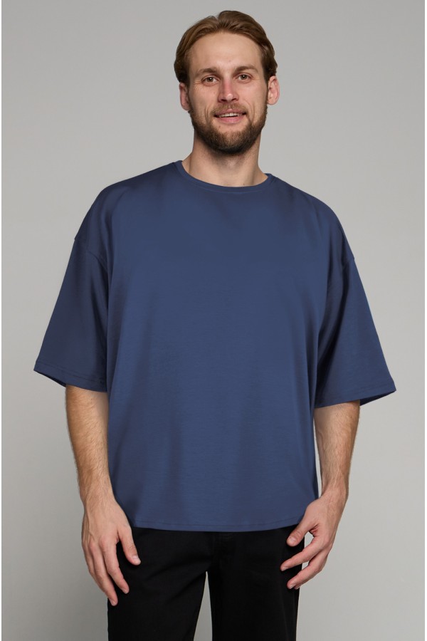  tshirt oversize indigo man supreme XS-44-Unisex-(Мужской)    Футболка оверсайз цвет индиго мужская из кулирки supreme 
