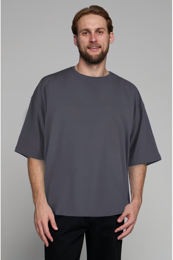  tshirt oversize middle grey man supreme XS-44-Unisex-(Мужской)    Футболка оверсайз серая (middle grey) мужская из кулирки supreme 