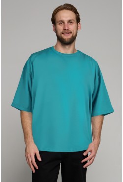 Футболка оверсайз мятная мужская из кулирки supreme