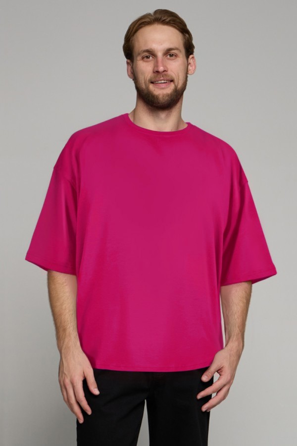  tshirt oversize neon pink man supreme XS-44-Unisex-(Мужской)    Футболка оверсайз неоновый розовый мужская из кулирки supreme 
