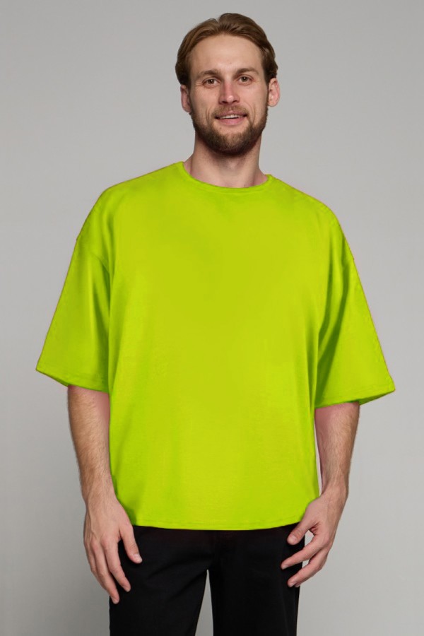  tshirt oversize neon yellow man supreme XS-44-Unisex-(Мужской)    Футболка оверсайз неоновый желтый мужская из кулирки supreme 