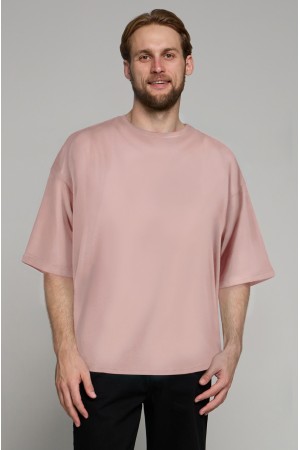 Футболка оверсайз пудровая мужская из кулирки supreme