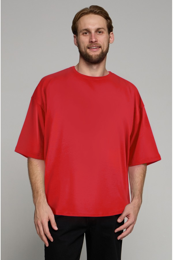  tshirt oversize red man supreme XS-44-Unisex-(Мужской)    Футболка оверсайз красная мужская из кулирки supreme 