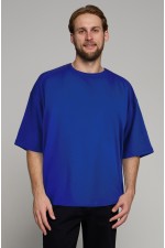  tshirt oversize royal blue  man supreme XS-44-Unisex-(Мужской)    Футболка оверсайз ярко-синяя (василек) мужская из кулирки supreme 