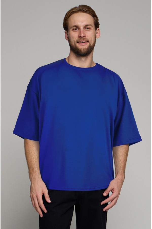  tshirt oversize royal blue  man supreme XS-44-Unisex-(Мужской)    Футболка оверсайз ярко-синяя (василек) мужская из кулирки supreme 