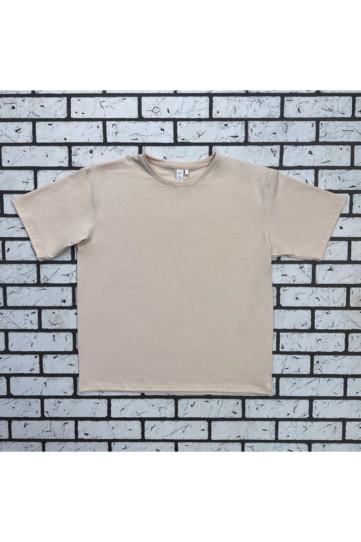Футболка оверсайз бежевая (кремовая) мужская из кулирки supreme — фото 6