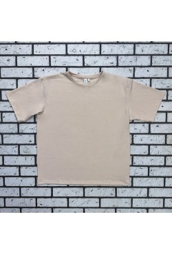 Футболка оверсайз бежевая (кремовая) мужская из кулирки supreme
