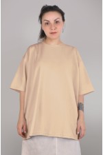  tshirt oversize beige woman supreme M-48-Unisex-(Женский)    Футболка оверсайз бежевая (кремовая) женская из кулирки supreme 