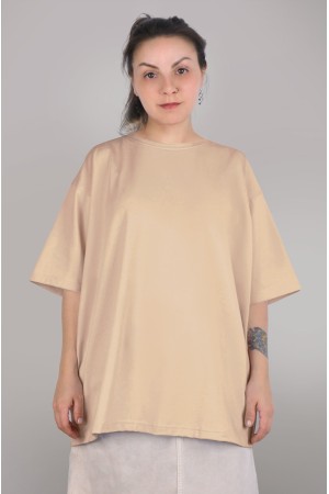Футболка оверсайз бежевая (кремовая) женская из кулирки supreme