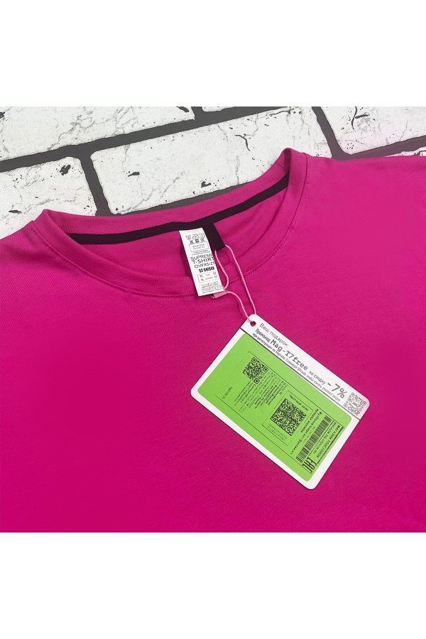 Футболка оверсайз фуксия женская из кулирки supreme   Магазин Толстовок Женские футболки oversize supreme 190-210 гр/м из кулирки