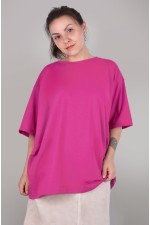  tshirt oversize fuchsia woman supreme S-46-Unisex-(Женский)    Футболка оверсайз фуксия женская из кулирки supreme 