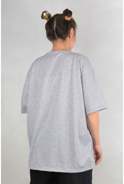 Футболка оверсайз серый-меланж женская из кулирки supreme