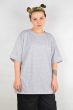  tshirt oversize grey-melange woman supreme S-46-Unisex-(Женский)    Футболка оверсайз серый-меланж женская из кулирки supreme 