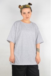 Футболка оверсайз серый-меланж женская из кулирки supreme