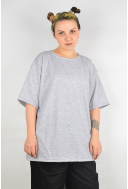 Футболка оверсайз серый-меланж женская из кулирки supreme
