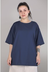 Футболка оверсайз женская цвет индиго  из кулирки supreme